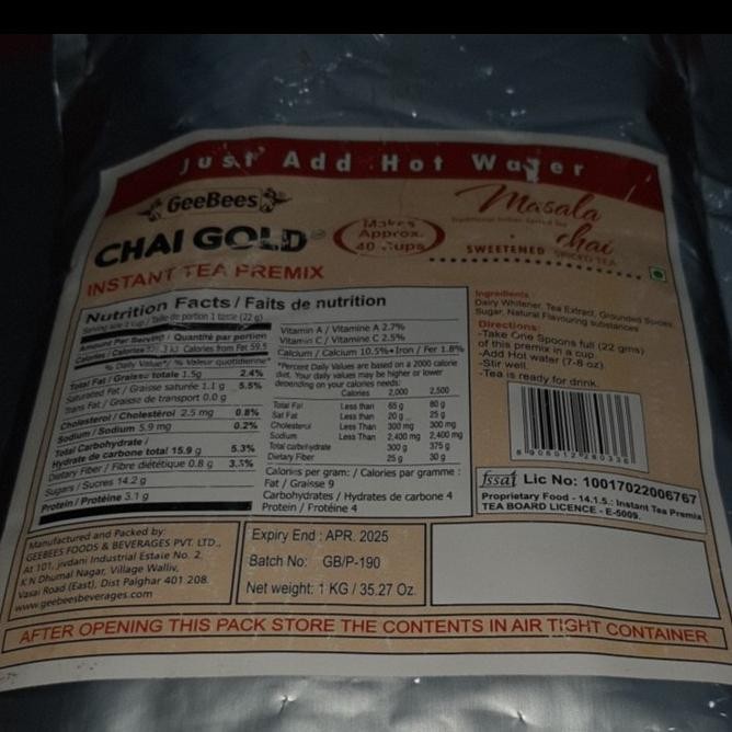 :=:=:=:=] CHAI GOLD INSTANT TEA PREMIX MASALA GEEBEES 500G (Sweteened) / Rasa Kapulaga