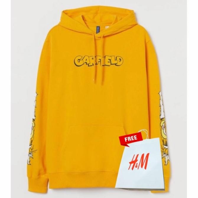 Hoodie H&M Garfield Yellow Hnm Pria Wanita Free Paper Bag HP