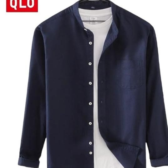 UNIQLO Kemeja Pria Lengan Panjang Kerah Shanghai Casual Slimfit Terlaris