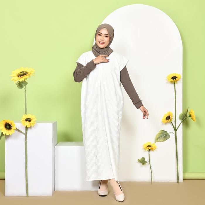 Terbaru Mybamus Nesha Knit Dress Oversize Inner Hornet Manset Tanpa Lengan Muslim Outer Gamis Murah