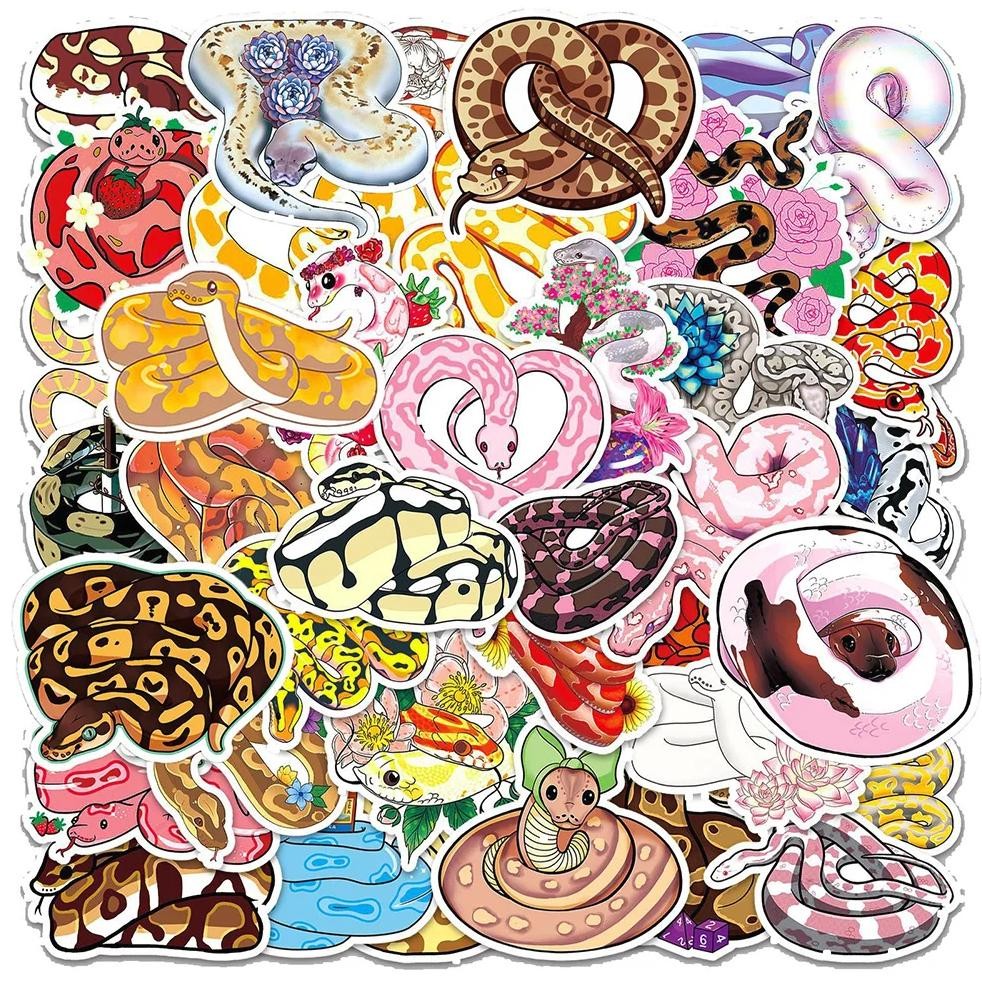 

10/50Pcs Cartoon Cute Animal Snake Varied Stickers Pack for Kids Travel Luggage Laptop Phone Notebook Decoration Graffiti Decals