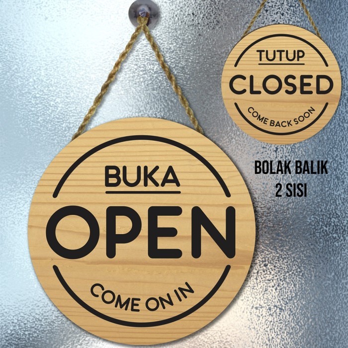 TERLARIS OPEN CLOSED SIGN, PAPAN GANTUNGAN BUKA TUTUP TOKO