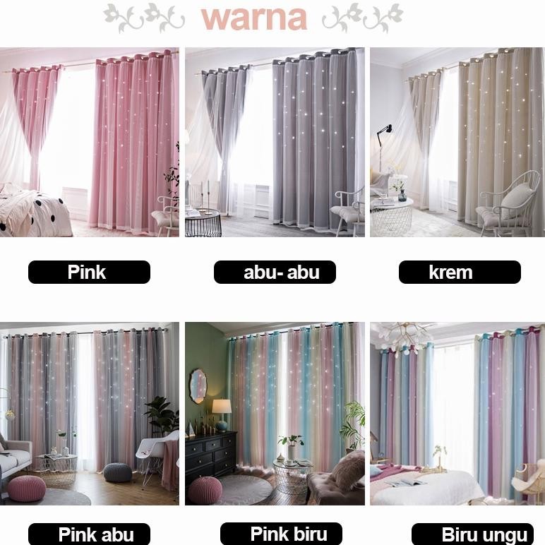 NLD-1419 Gorden Jendela 90% Blackout Gradien Lapisan Dua Tirai Ring 12 Semokring Bulat gordeng Minim