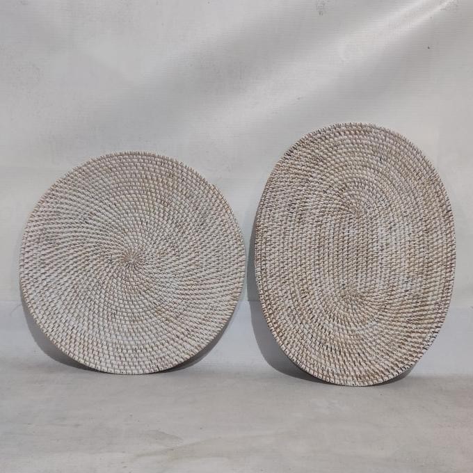 +++++] Tatakan Piring Rotan Whitewash Placemat Rattan Alas Dekorasi Serbaguna