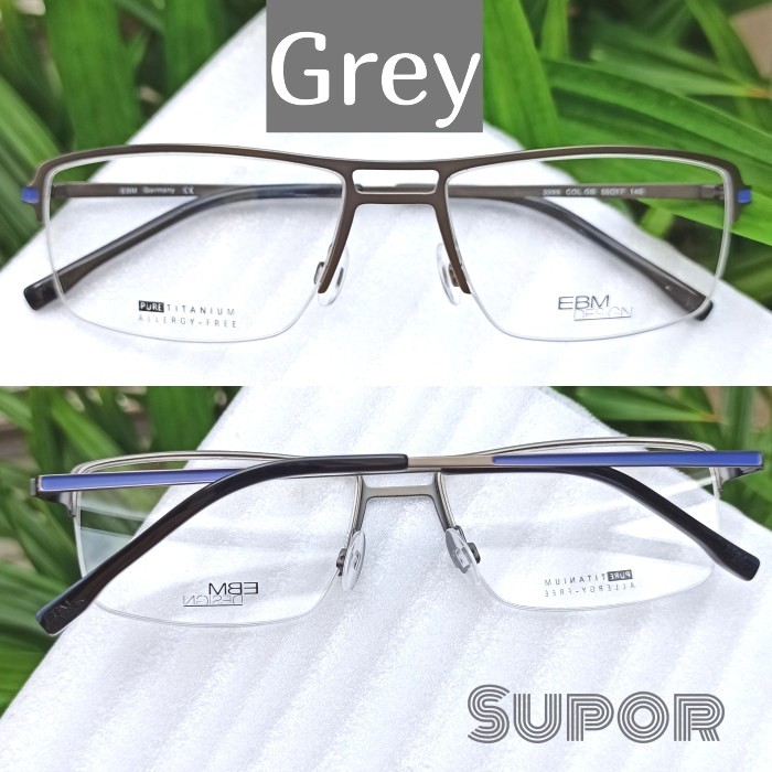 Hf43 Half Frame Kacamata Minus Pria Titanium 100% Minus Medium Sedang