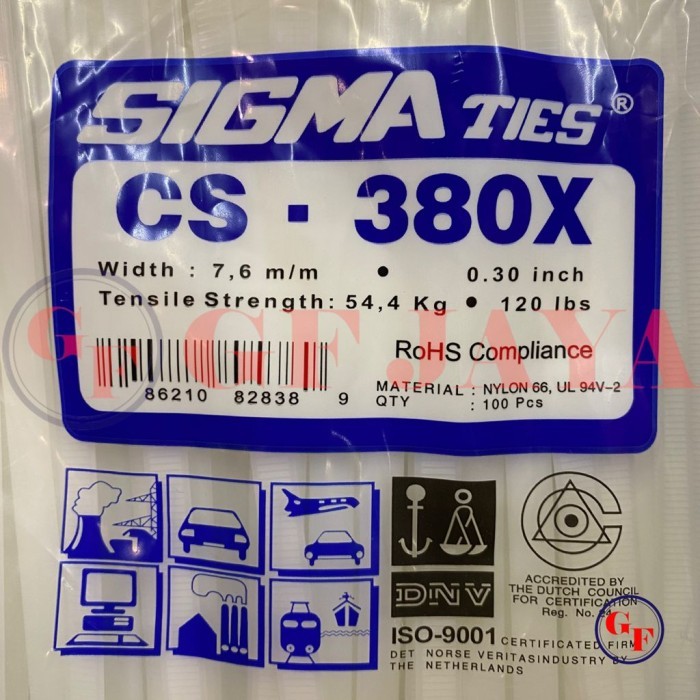 

KABEL TIES SIGMA CS 380X / 38CM PUTIH CS380X CABLE TIE WHITE 40 CM
