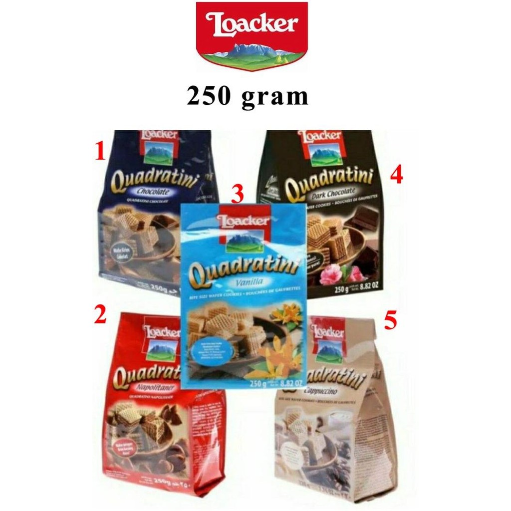 

New Wafer Krim Loacker Quadratini Chocolate 250G 250 Gram Berkualitas