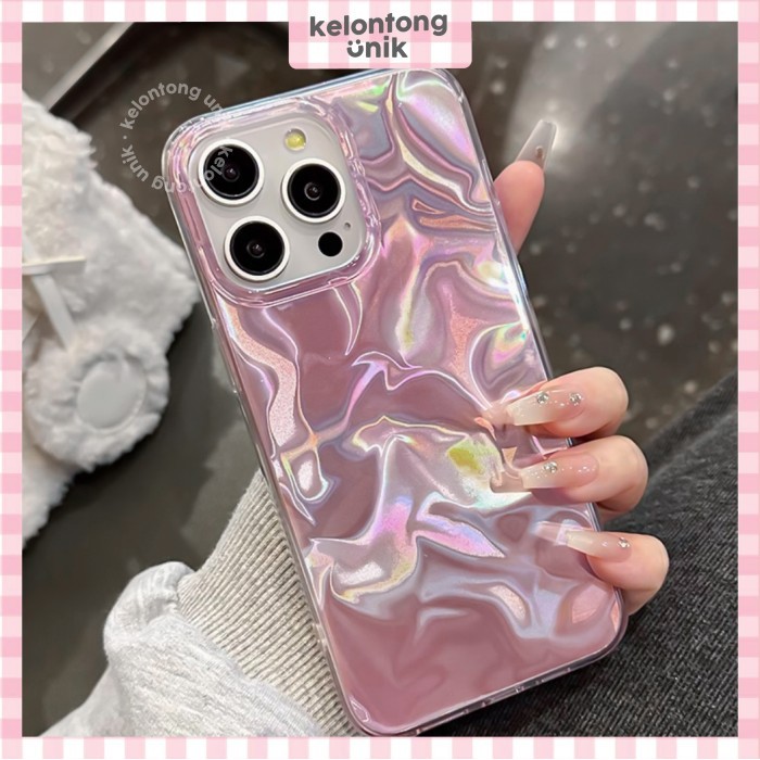 BOOM SALE (For iPhone X - 13) GLENNA Classy Pink Ombre Hologram Case - Hardcase/ Casing HP for