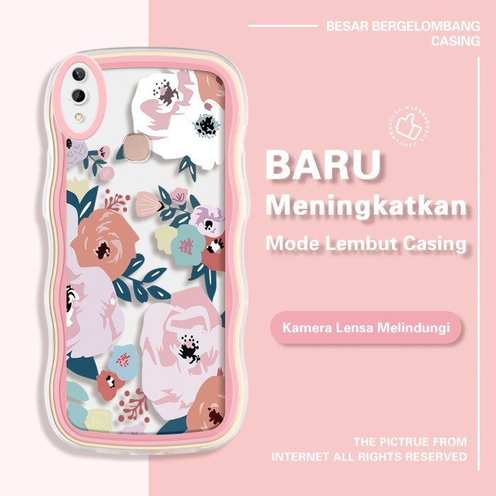 SALE Casing Case hp Vivo V9 Vivo Y85 Bergelombang Softcase Bunga Seni