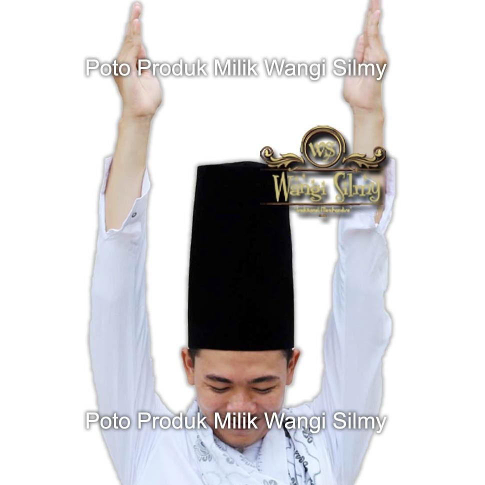 fb-43 Songkok Tinggi 50cm Hitam Polos - Songkok Hitam Polos 50 CM - Songkok Kopiah Peci Tinggi 50cm 