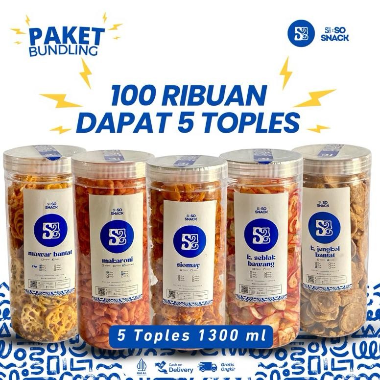 

kareemid paket bundling 5 toples cemilan - cemilan - cocok buat lebaran - oleh oleh - hampers - hadiah
