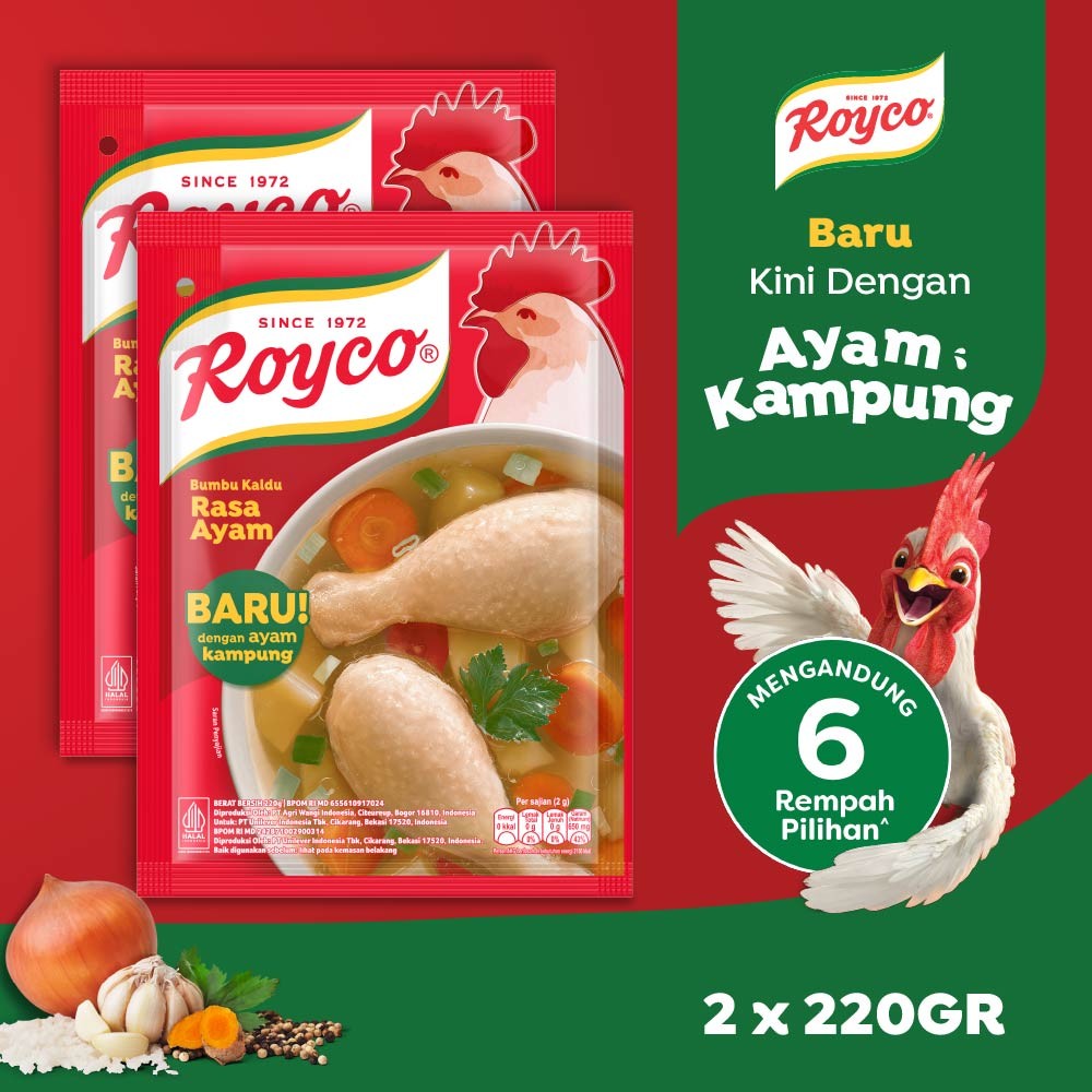 

Royco BUMBU KALDU Penyedap Makanan Penyedap Rasa AYAM Beryodium 220G x2