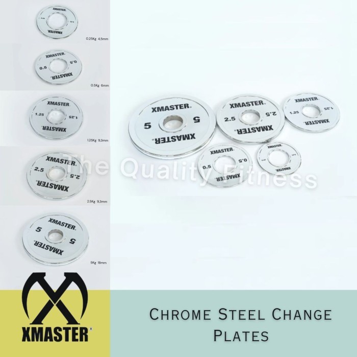 Weight Plate Set Chrome Steel Change Barbel Dumbell Fitnes Gym Xmaster