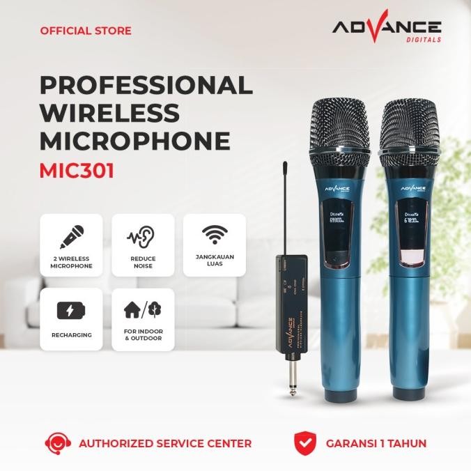 Advance Mic-301 Double Digital Mic Wireless Microphone Metalic Original Dan Terpercaya