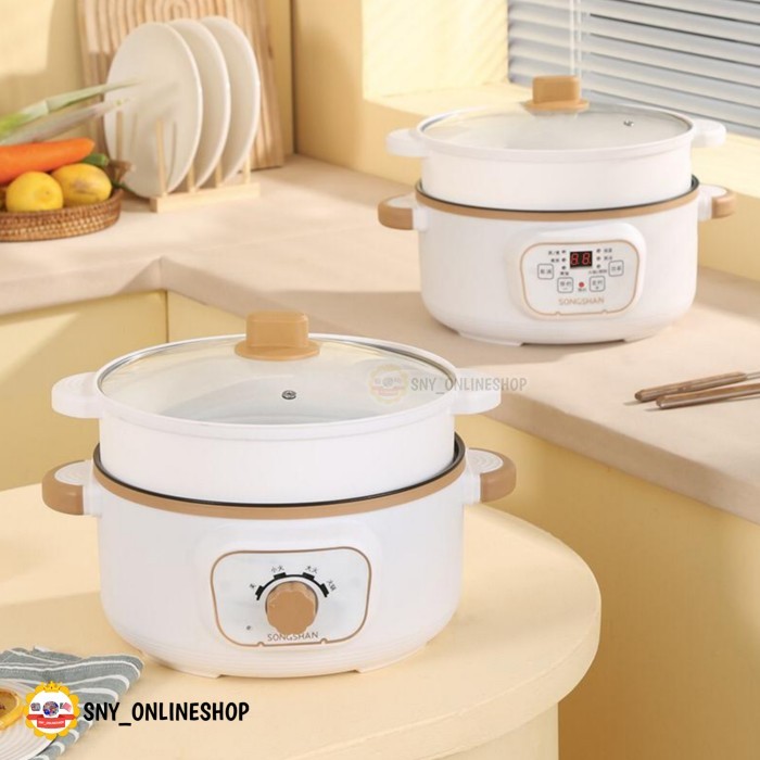 BISA E-KATALOG Panci Listrik 26cm Steamer Jumbo 3.2L Liter Kukusan 1000 Watt Serbaguna Binaural