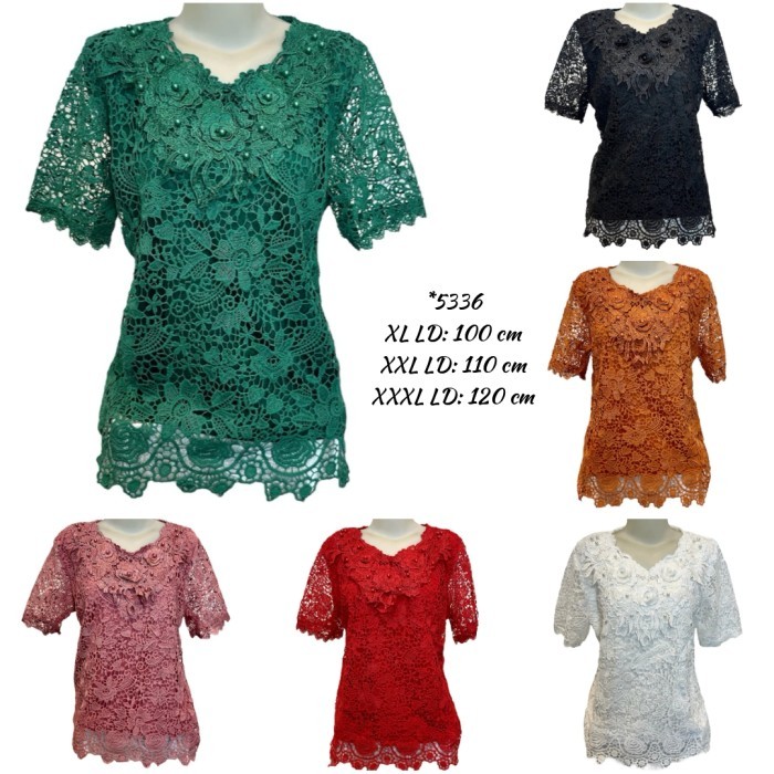 Blouse Brukat Prada Jumbo Atasan Wanita Brokat Putih Kebaya Wanita