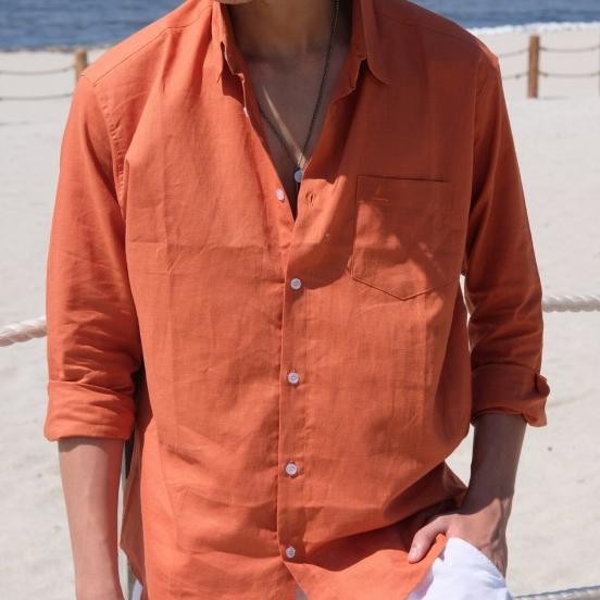 KEMEJA LINEN PRIA CASUAL & FORMAL TERRACOTA ARNAD Terlaris