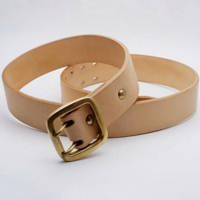 Belt, Sabuk Kulit Pria - Buckle12 Solidbrass - Kuningan
