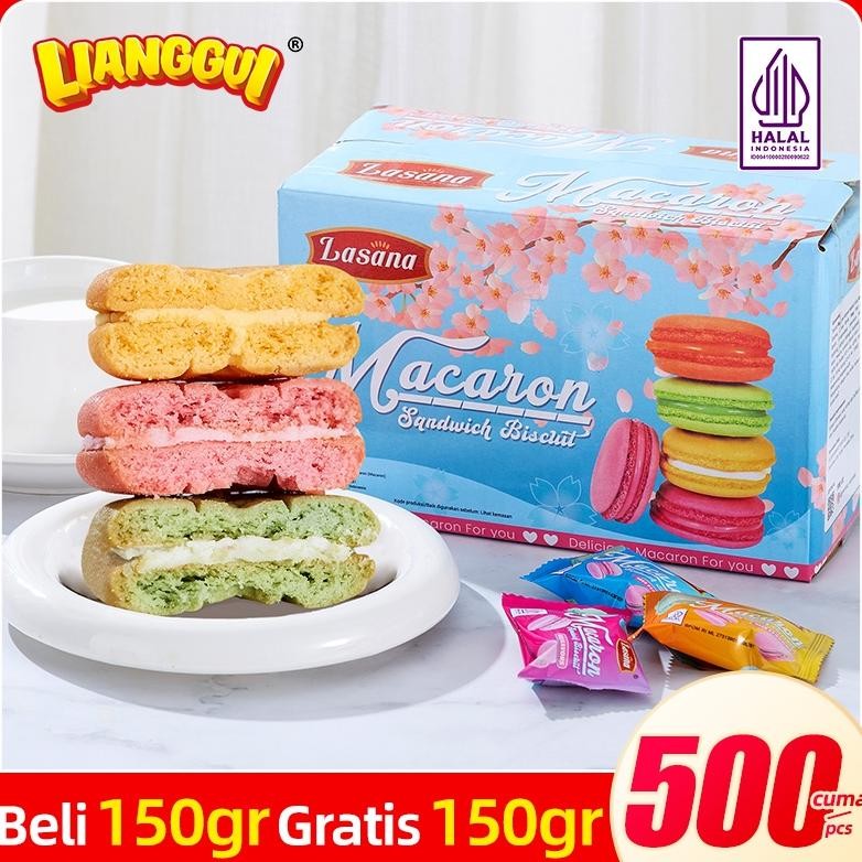 

YBW-2429 [HALAL] Lianggui Macaron Biskuit Mini Cookies Kue Lebaran Best Seller Enak Cemilan Macaron Snack Viral 300g/1bag Terlaris