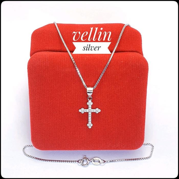 BERMUTU Kalung Perak Liontin Salib Silver 925 Asli - Kalung Salib Perak 925