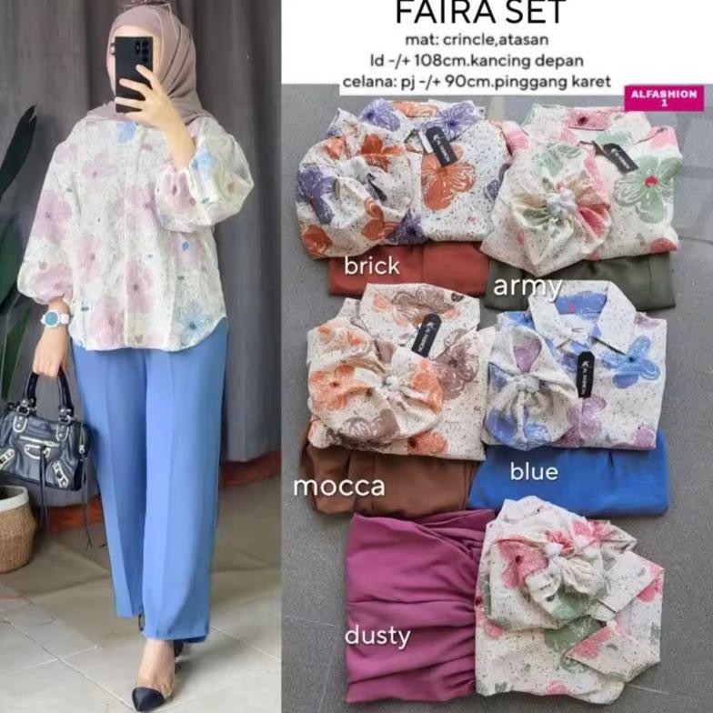 Set Crincle Airflow Faira 2 Set || Stelan Wanita Flower Kekinian 2022- || Stelan Wanita || Stelan Wa