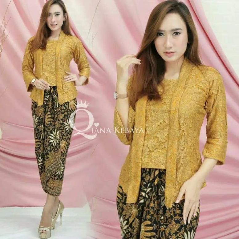 Setelan Kebaya Brokat Kutu Baru Rok Lilit / Kebaya Floy Brukat Kondangan / Atasan Kebaya Brukat Mode
