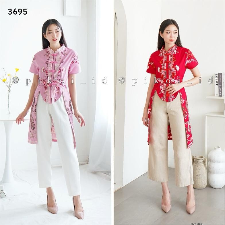 Cheongsam Wanita Merah / Couple Imlek Batik / Qipao Dress Modern / Dress Sincia / Cheongsam Premium