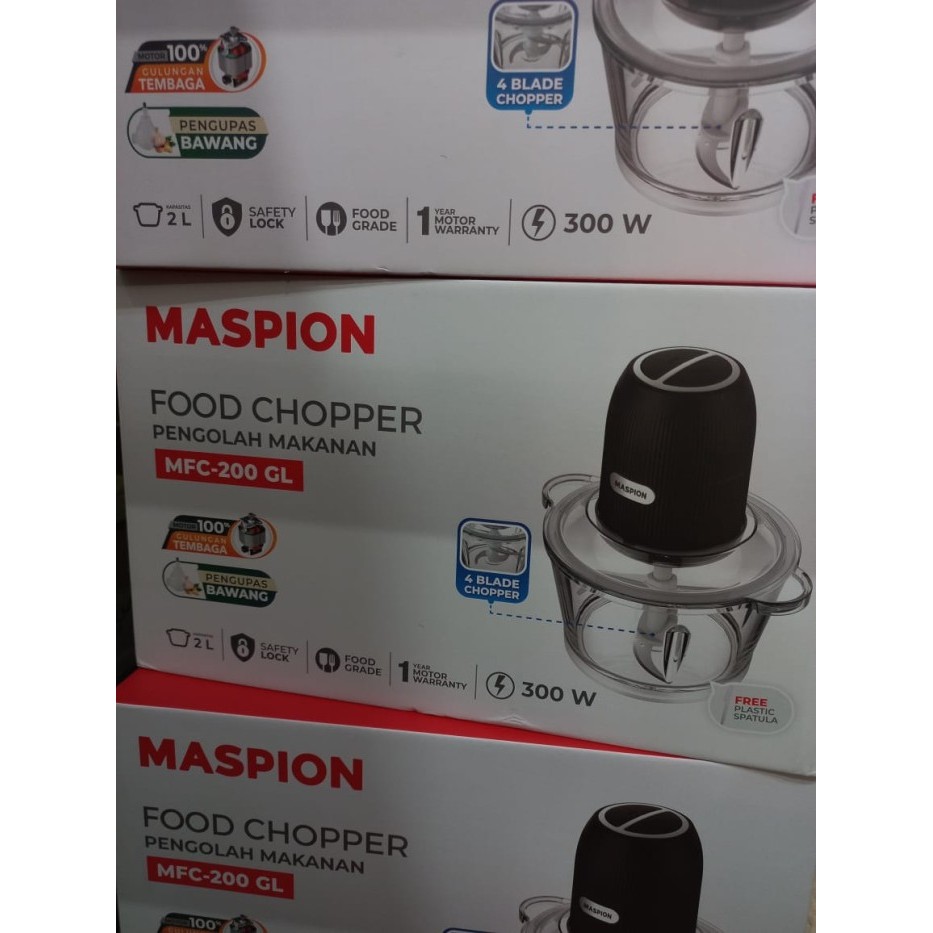 Food Chopper Maspion Mfc 200 Gl Giling Daging 4 Mata Pisau