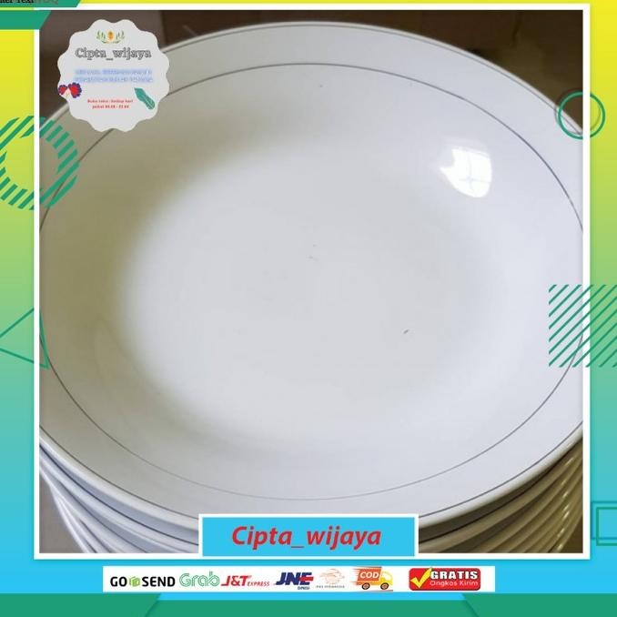 JEANIE PIRING MAKAN KERAMIK LIST MAS 1 LUSIN | PIRING 9 LIST MAS KERAMIK CEKUNG