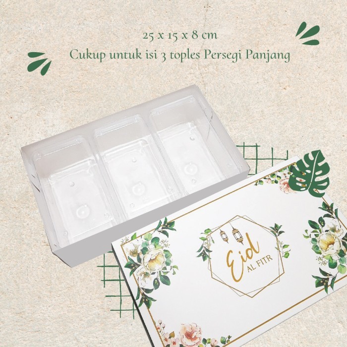 

Dus Hampers Lebaran / Hampers Idul fitri / Box isi 3 toples persegi panjang