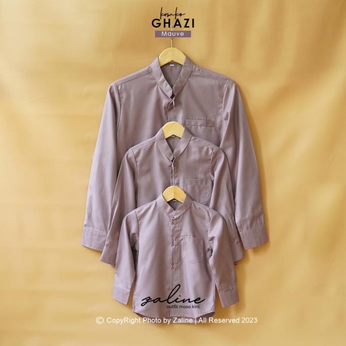 Baju Kemko Kemeja Koko Couple Ayah Anak Mauve Ungu - Zaline Stok Terbatas