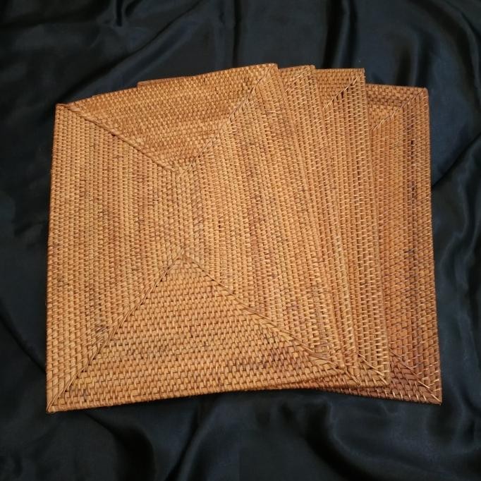 ((((()paling dicari] Placemat / Anyaman Rotan / Persegi Panjang / Tatakan Alas Piring Rotan