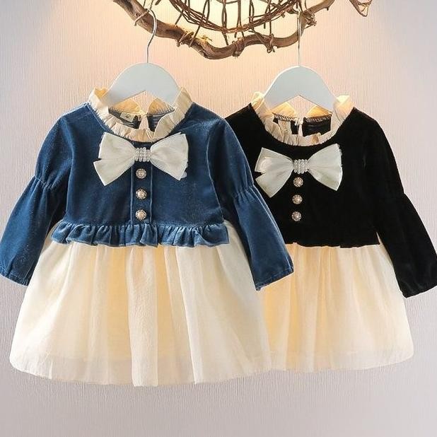 Rainbow Baju Dre Ana Perempuan 14Tahun Gaun Beludru Gaun Putri Lengan Panjang Orea Tyle