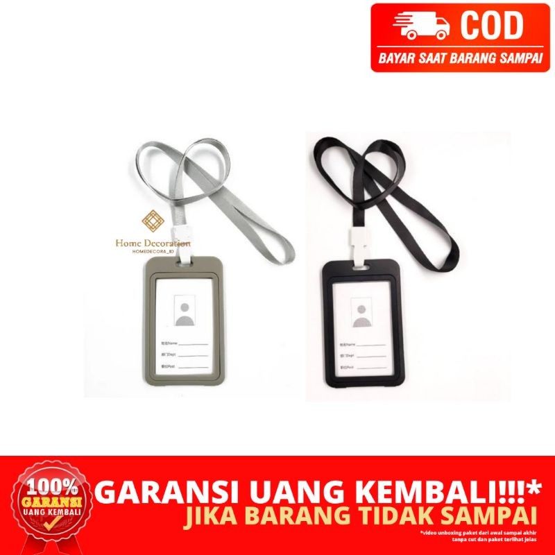 

(HOMEDECORA_ID) BERGARANSI 1PCS ID CARD HOLDER NAME TAG KALUNG TANDA PENGENAL LANYARD PROFESSIONAL KLASIK ABU HITAM JAMBI