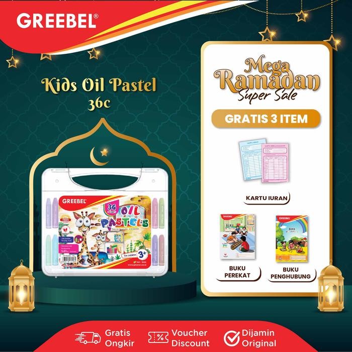 

GREEBEL Crayon Krayon KIDS OIL PASTEL 36 Warna (KOP 36C) / Krayon Oil Pastel / Mewarnai / Menggambar