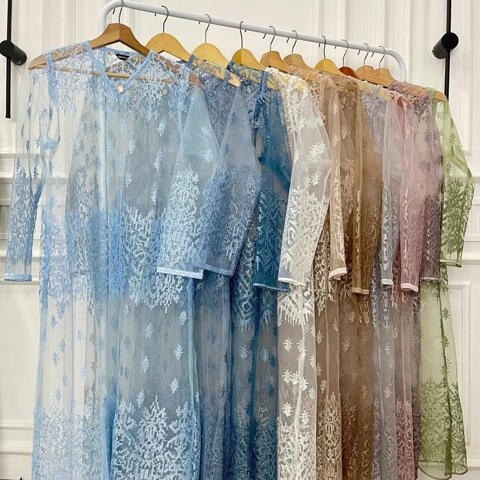 Gaia Outer Brokat Tile Panjang Wanita Cardigan Kondangan Muslim Kardigan Fit Putih Hitam Baju Promo