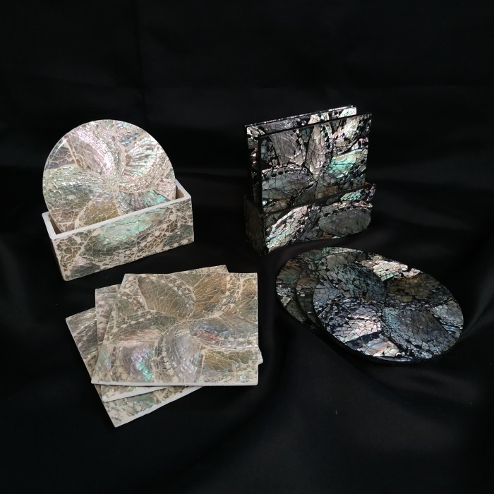 hanya disini] Coaster Kerang / Tatakan Gelas / Glass Coaster Kerang / Abalone Elegan