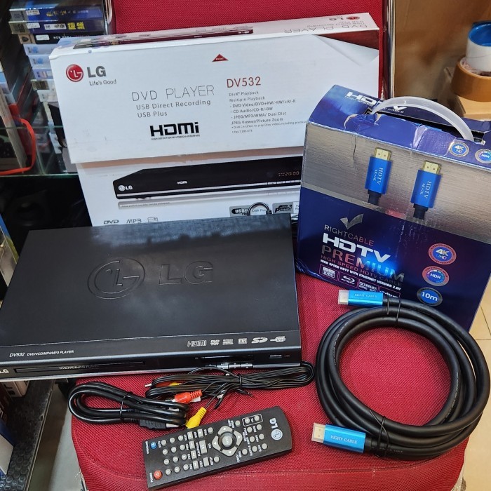 LG DVD PLAYER DV 532+10 M KABEL HDMI,BISA UTK USB,DVD,KARAOKE,DAN CD