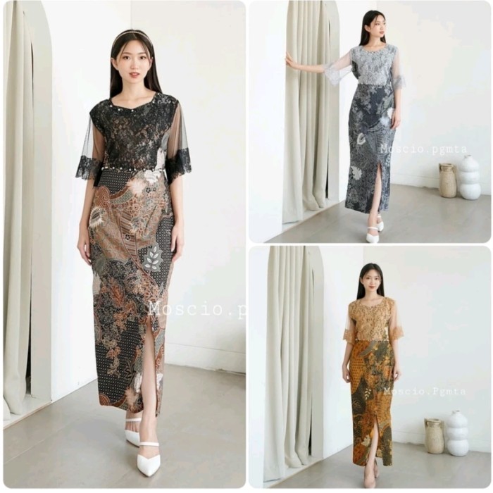 Dress Wanita/Dress Brukat Batik/Baju Pesta/Baju Kondangan/Batik Wanita/Dress Batik/Dress Remaja