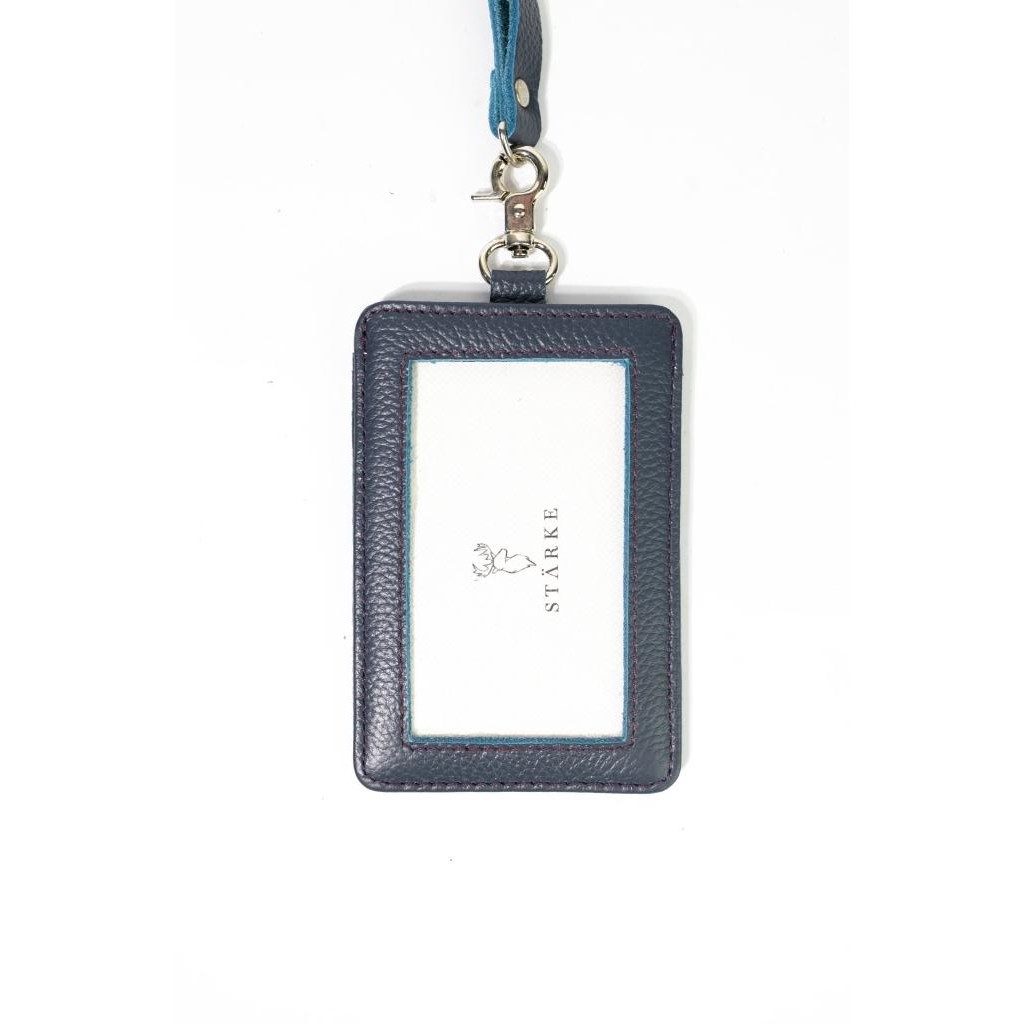 

LANYARD NAME TAG KULIT ASLI STARKE LEATHER HUSTLE HOG NAVY TEKSTUR