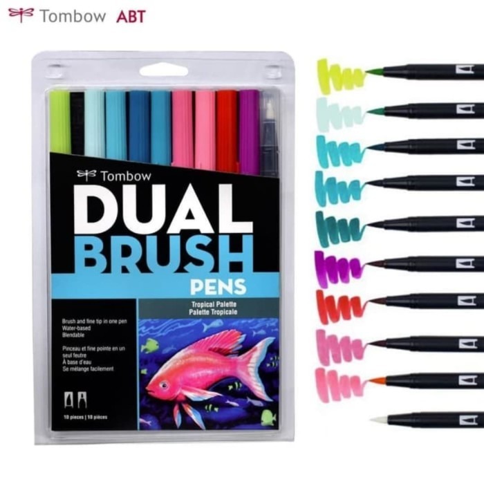 

TOMBOW ABT DUAL BRUSH PEN COLOR SET 10 TROPICAL PALETTE, BRUSHPEN.