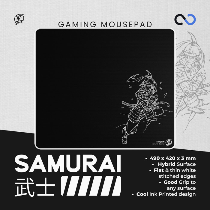 TERBARU - Kurosun Samurai Semi-Firm Alpha Cell Base Artisan Gaming Mousepad (Hybrid)