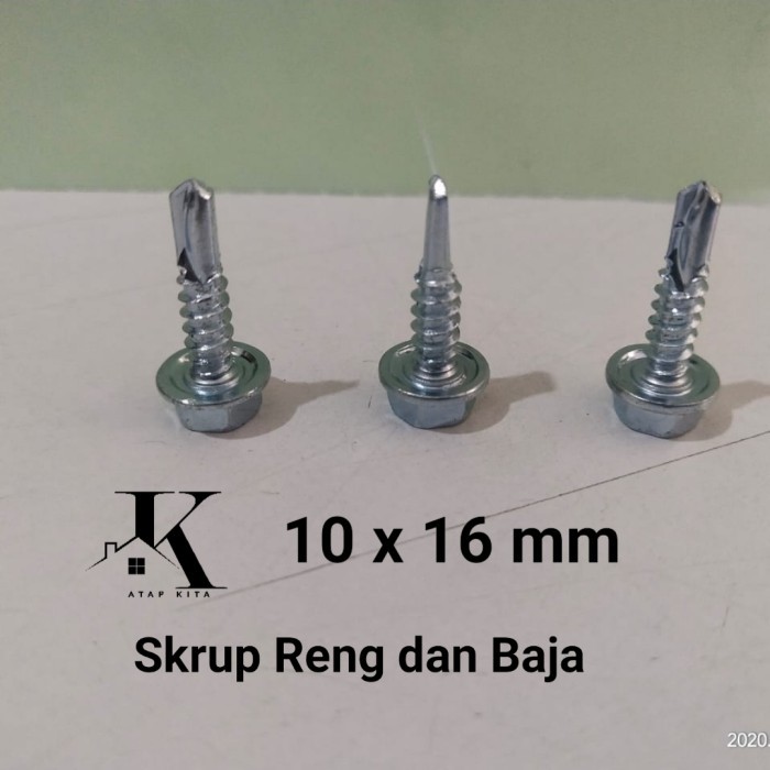 STOK TERBARU Baut Baja Ringan 10x16mm / Baut Reng / Skrup Baja dan Reng / Mur Baja