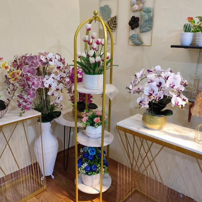 CO RAK SANGKAR BESI EMAS MARMER DEKORASI ESTETIK