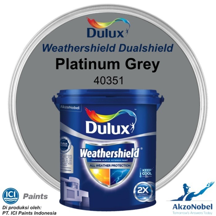 TERBARU - CAT DULUX WEATHERSHIELD 2.5 LT - PLATINUM GREY 40351