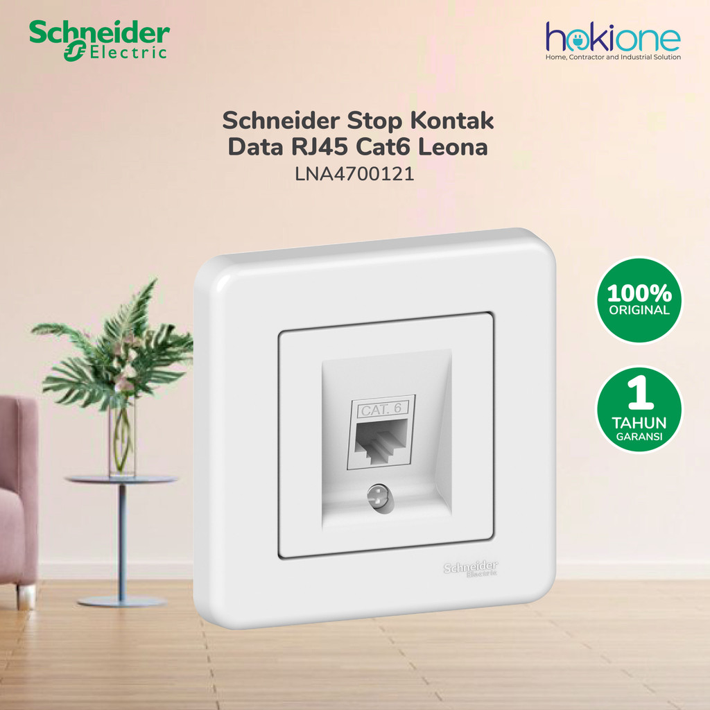 Schneider Electric Outlet Data Leona RJ45 Cat 6 Single Putih - LNA4700121