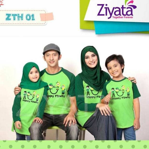New Baju Keluarga Sarimbit Kaos Keluarga Kaos Couple Ziyata Zth-01 Hijau Berkualitas