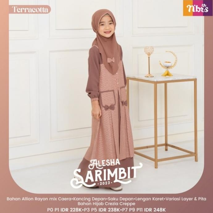 Terbaru Gamis Anak Nibras Perempuan Set Hijab Promo Sarimbit Alesha Terracotta Original