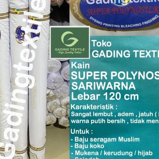 Kain POLINO SILK SARI WARNA lebar 120 cm PER ROLL baju koko mukena Terlaris