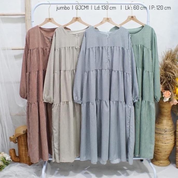 Jumbo Gamis Midi Kinaya Crinkle Jumbo Ld 130 Cm Stok Terbatas